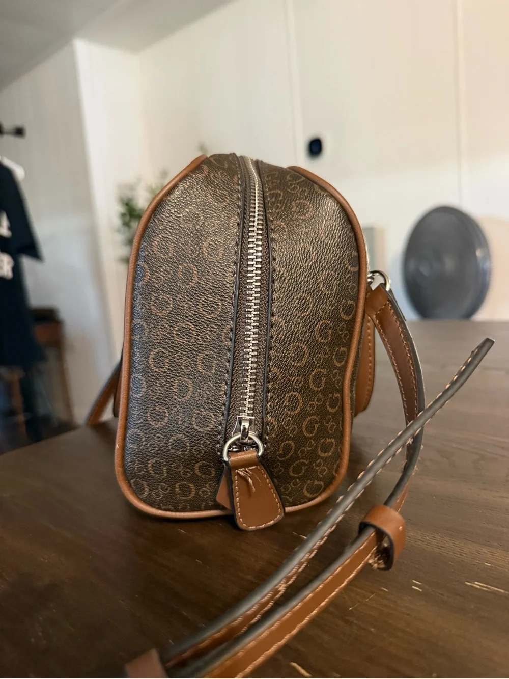 GUESS Marx Monogram Crossbody Satchel Bag – Brown/Tan (SV764608)